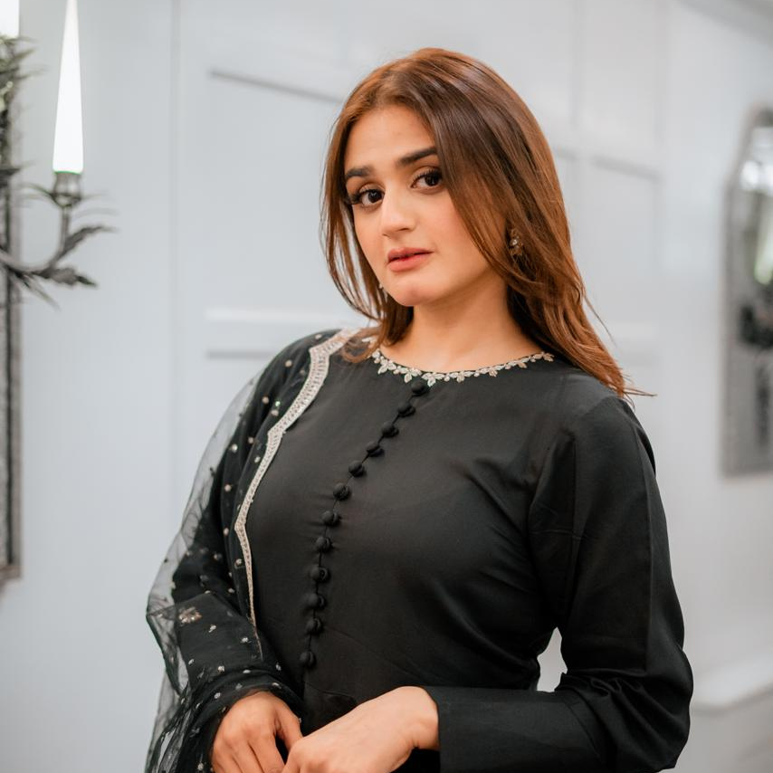 Black Kalidar Frock with Handworked Dupatta
