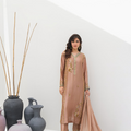Caramel Sheesha Silk Outfit with Antique Gold Hand Embellishments