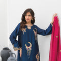 navy adorned with exquisite zardozi