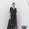Black kaftan in Pure Sheesha Silk — timeless & luxurious