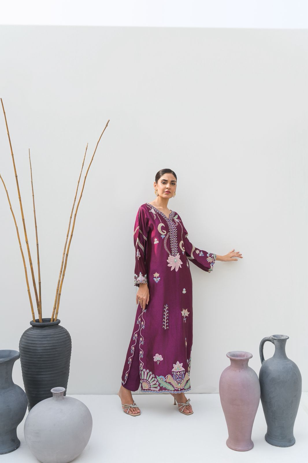 Deep Majenta Kaftan – A statement of regal grace