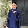 Navy Blue Embroidered 3 Piece Suit