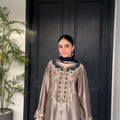 Taupe Grey Embroidered Suit