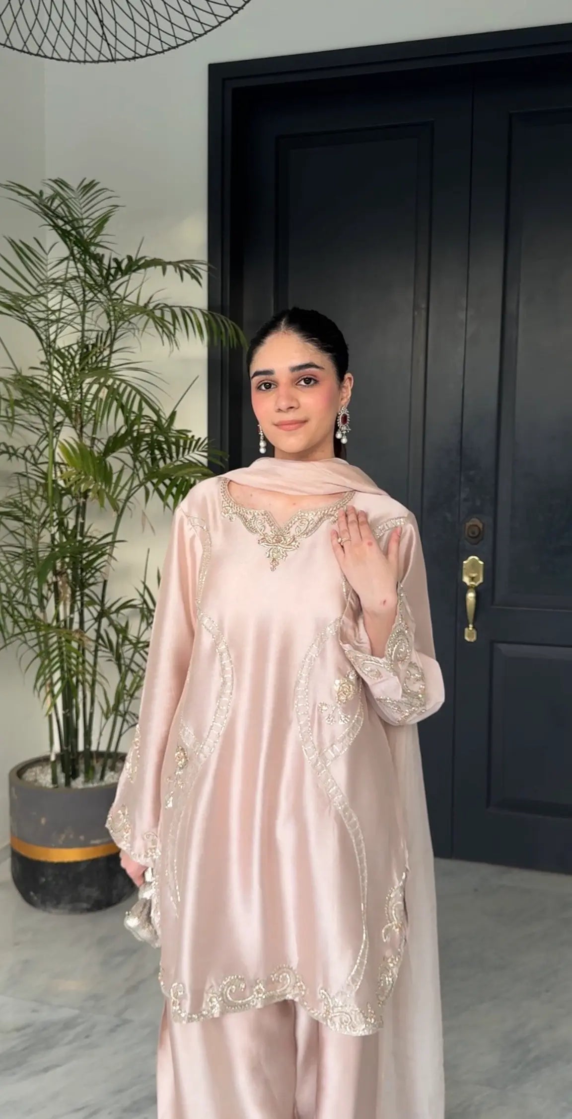Blush Pink Embroidered 3 Piece Suit