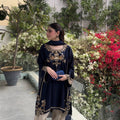 Midnight Noir Embroidered Sheesha Silk 3-Piece Suit