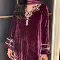 Deep Plum Velvet Embroidered Suit